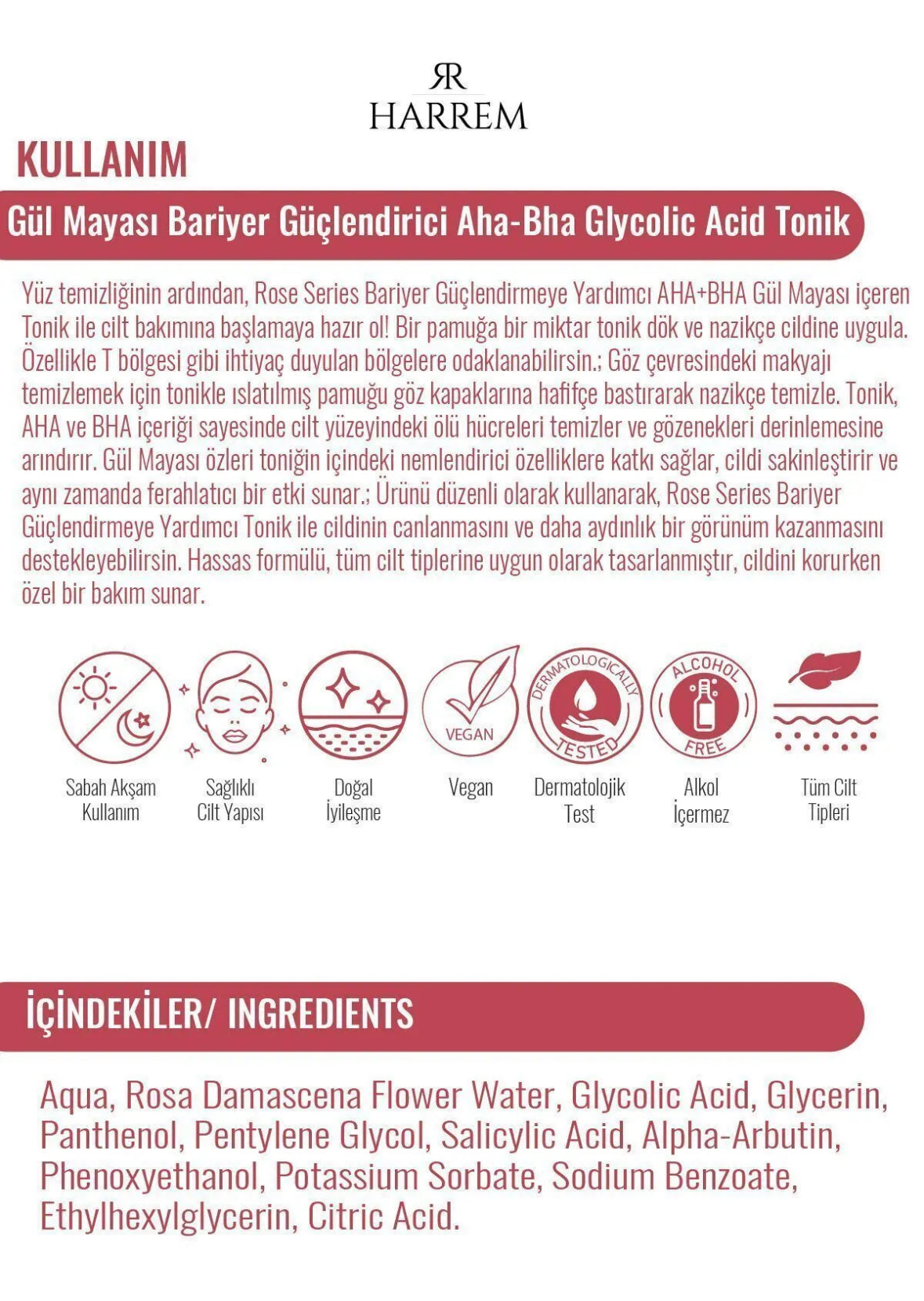 Rosenserie Tonikum mit Rosenhefe Tonikum, Glykolsäure, Aha + Bha 200ml
