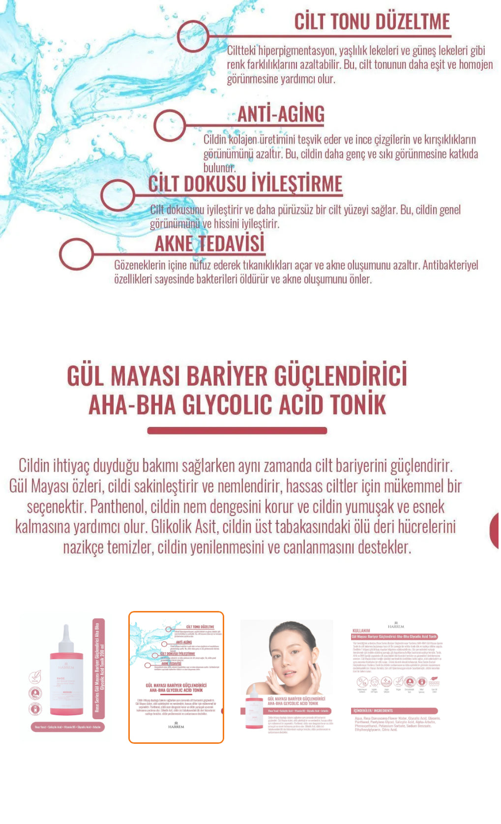 Rosenserie Tonikum mit Rosenhefe Tonikum, Glykolsäure, Aha + Bha 200ml