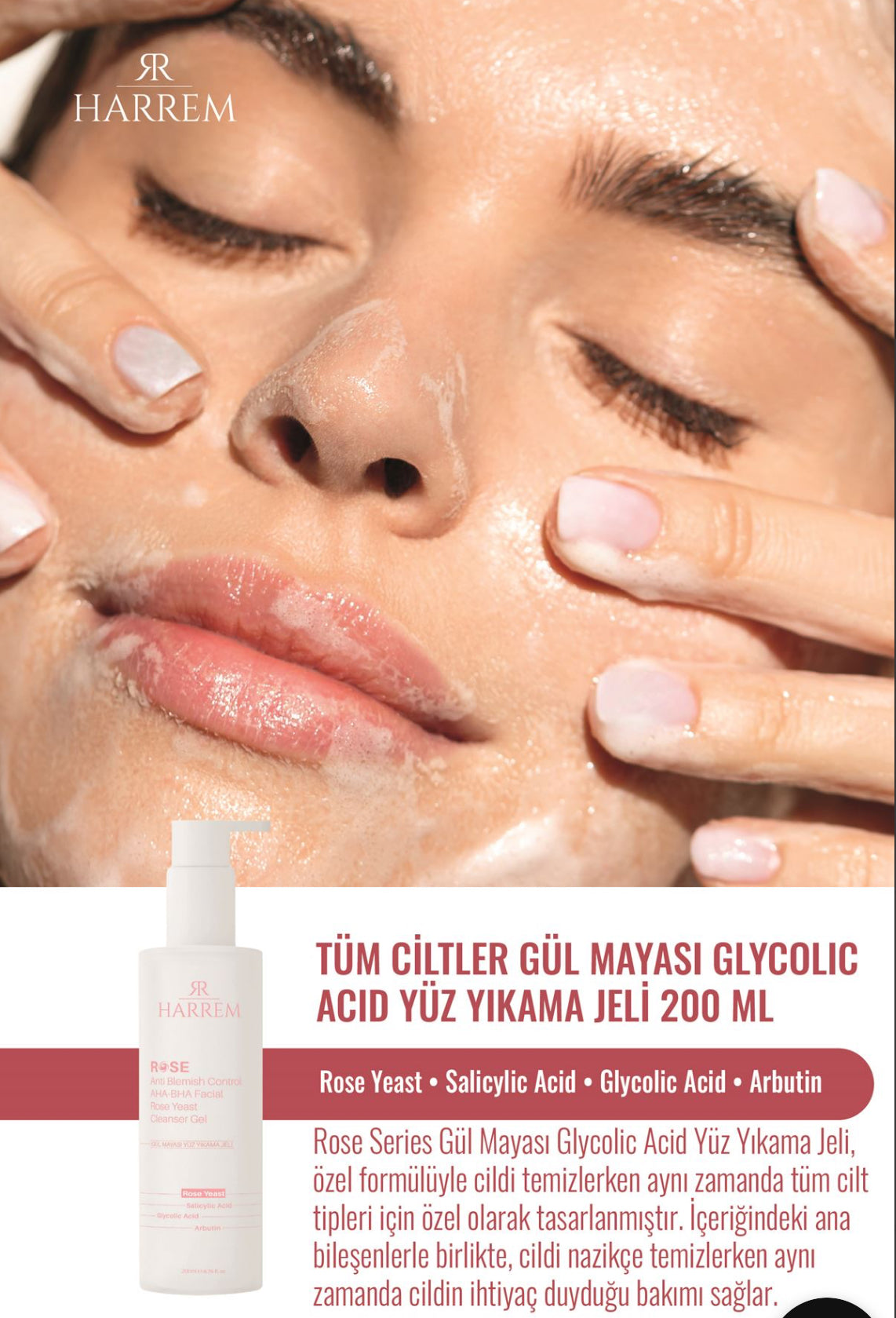Rosenserie mit Rosenhefetonikum und Glykolsäure Waschgel 200ml