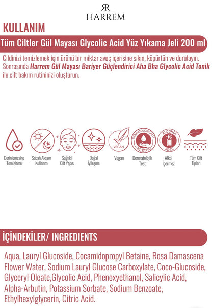 Rosenserie mit Rosenhefetonikum und Glykolsäure Waschgel 200ml