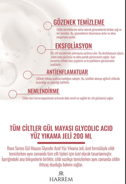 Rosenserie mit Rosenhefetonikum und Glykolsäure Waschgel 200ml